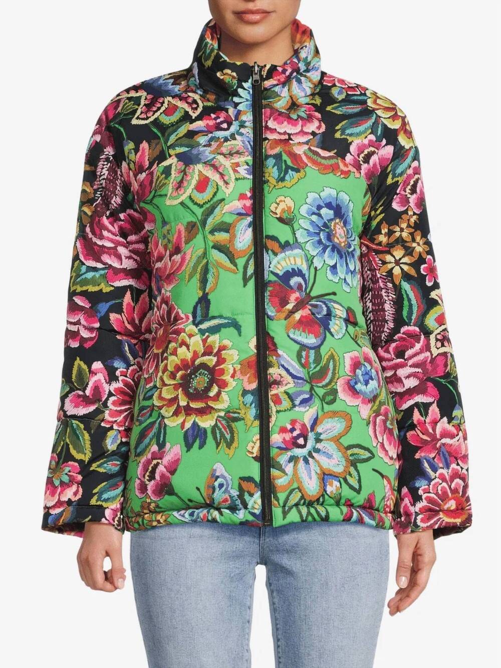 NEW JOHNNY WAS pia reversible puffer jacket in antique flower